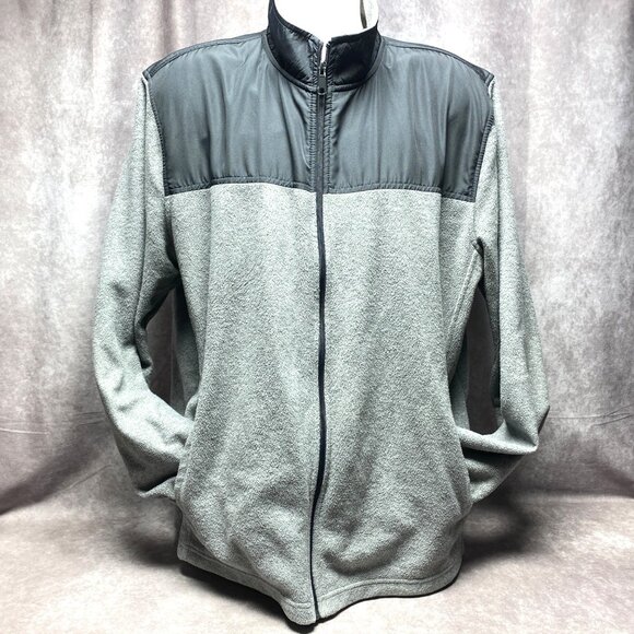 Starter Mens 2XL Grey Black Full-Zip Fleece Jacket With Pockets - Picture 1 of 10